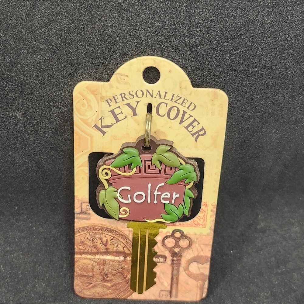 Golfer Personalized Key Cover with Leaf Design